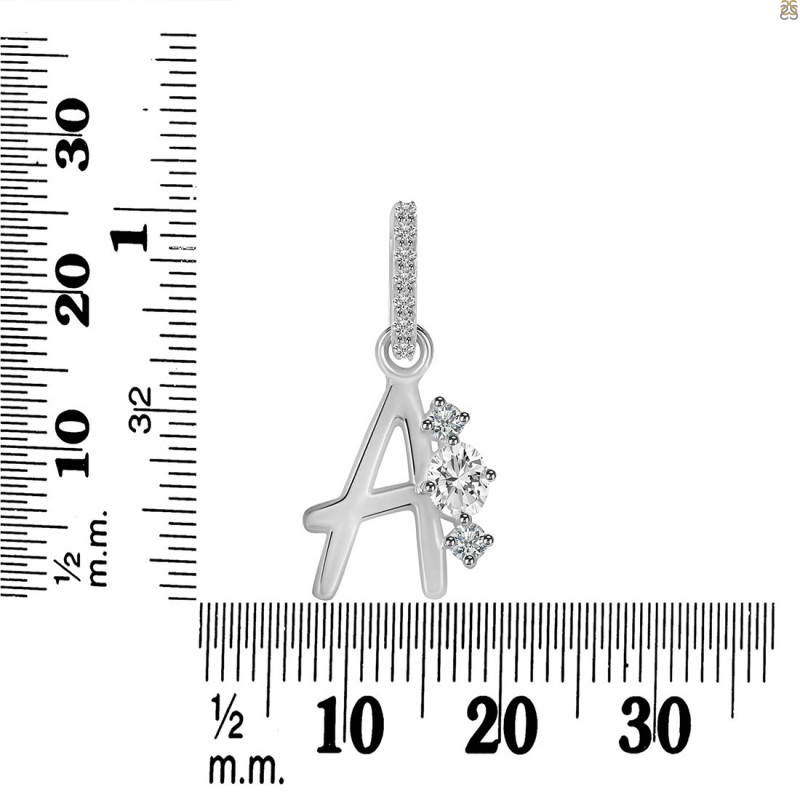 Cubic Zirconia Alphabet A Pendant CUZ-RDA-79.