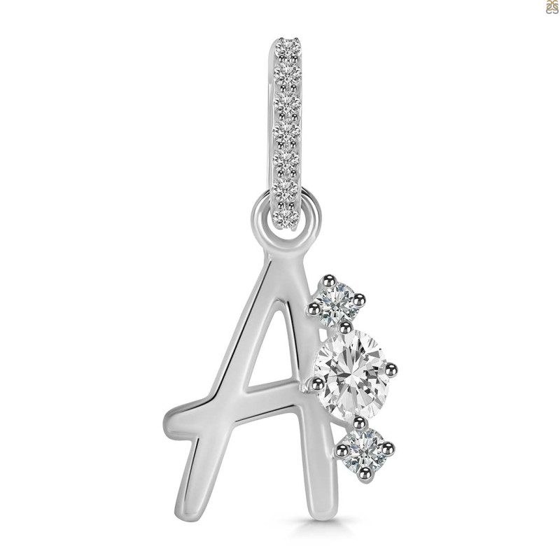 Cubic Zirconia Alphabet A Pendant CUZ-RDA-79.