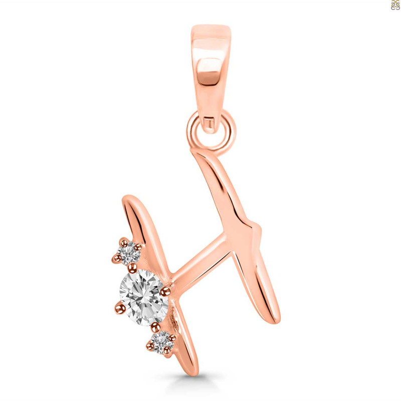 Cubic Zirconia Alphabet H Pendant CUZ-RDA-8.