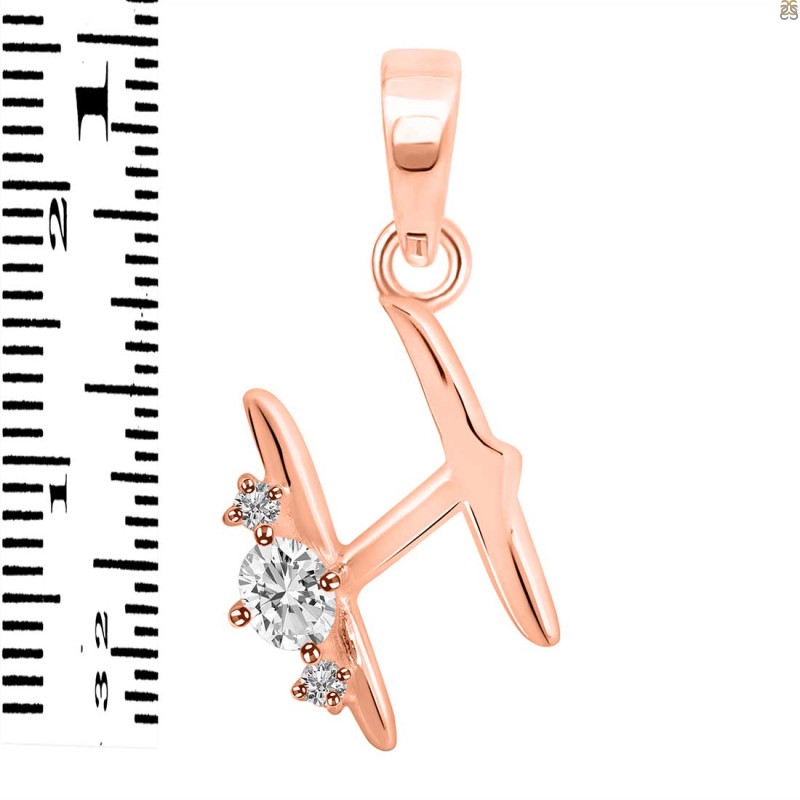 Cubic Zirconia Alphabet H Pendant CUZ-RDA-8.