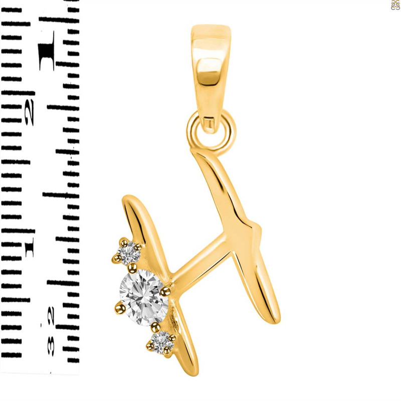 Cubic Zirconia Alphabet H Pendant CUZ-RDA-8.