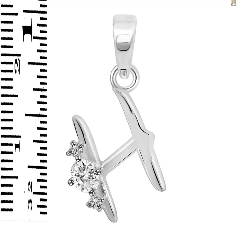 Cubic Zirconia Alphabet H Pendant CUZ-RDA-8.