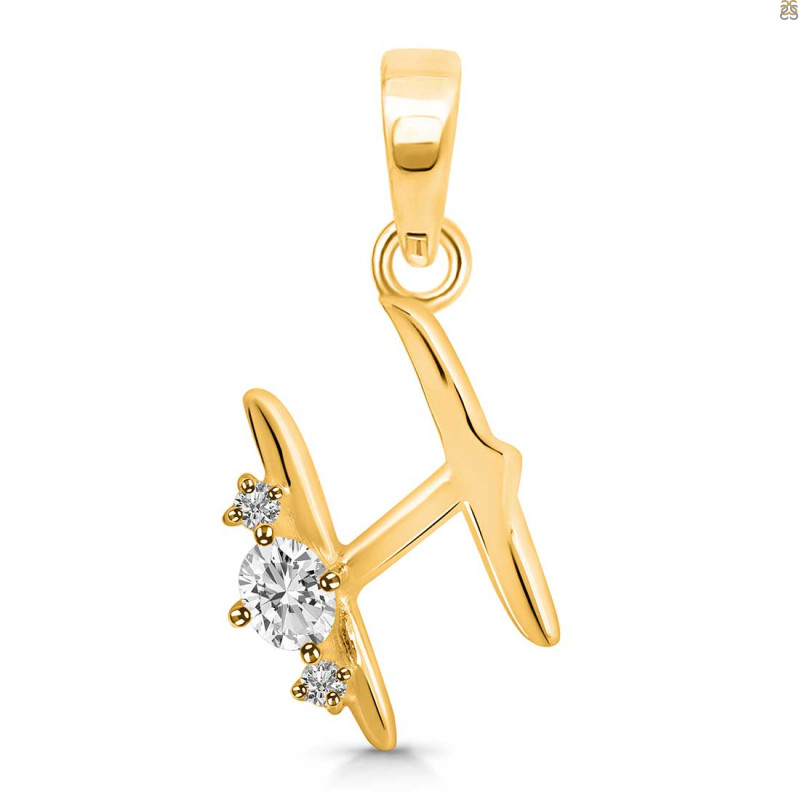 Cubic Zirconia Alphabet H Pendant CUZ-RDA-8.