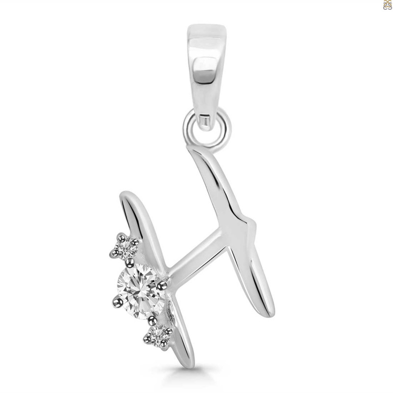 Cubic Zirconia Alphabet H Pendant CUZ-RDA-8.