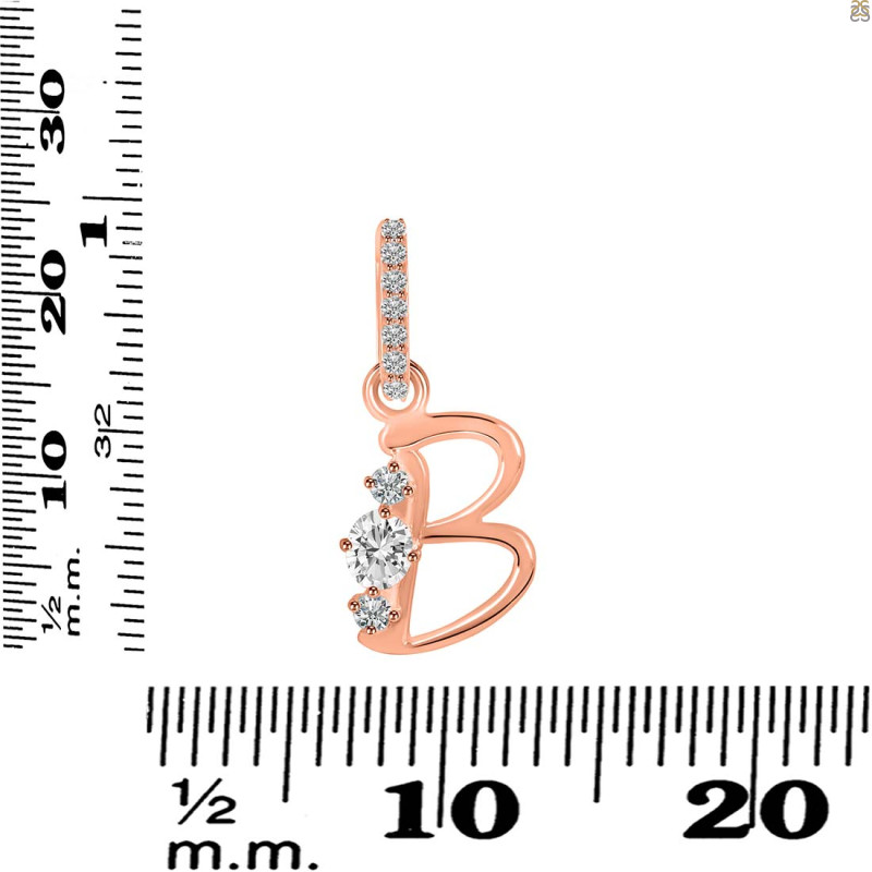 Cubic Zirconia Alphabet B Pendant CUZ-RDA-80.