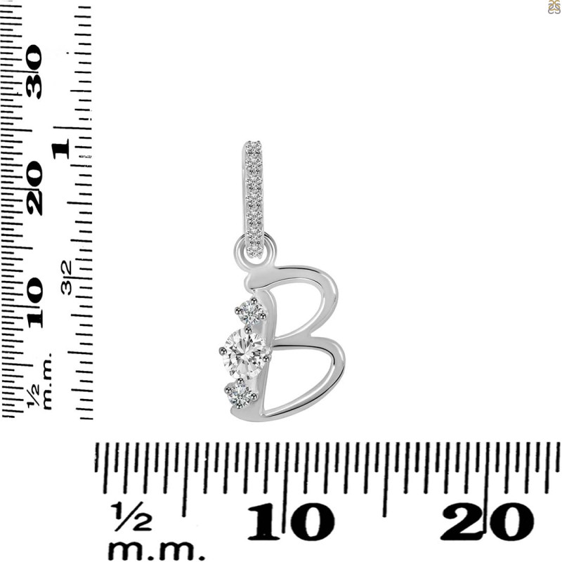Cubic Zirconia Alphabet B Pendant CUZ-RDA-80.