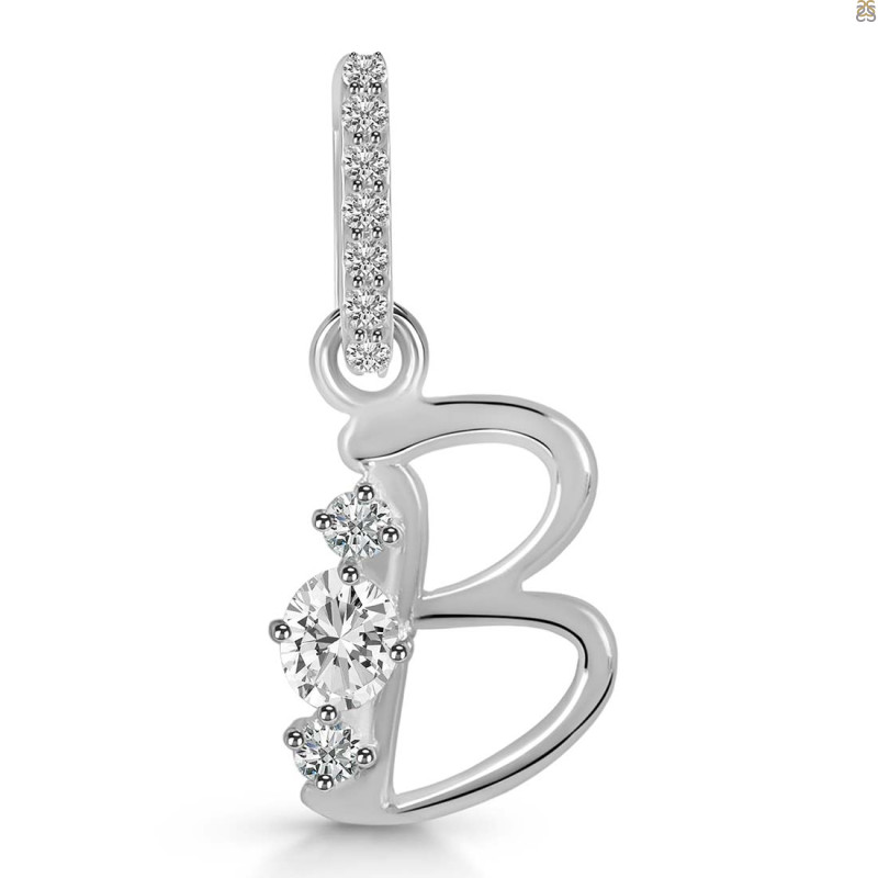 Cubic Zirconia Alphabet B Pendant CUZ-RDA-80.