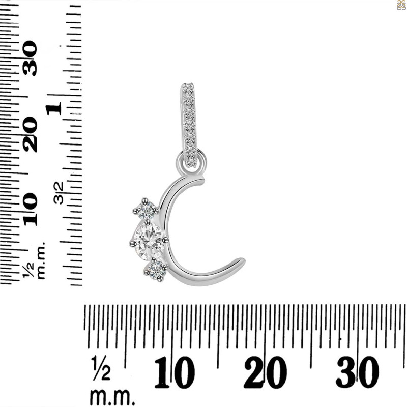 Cubic Zirconia Alphabet C Pendant CUZ-RDA-81.