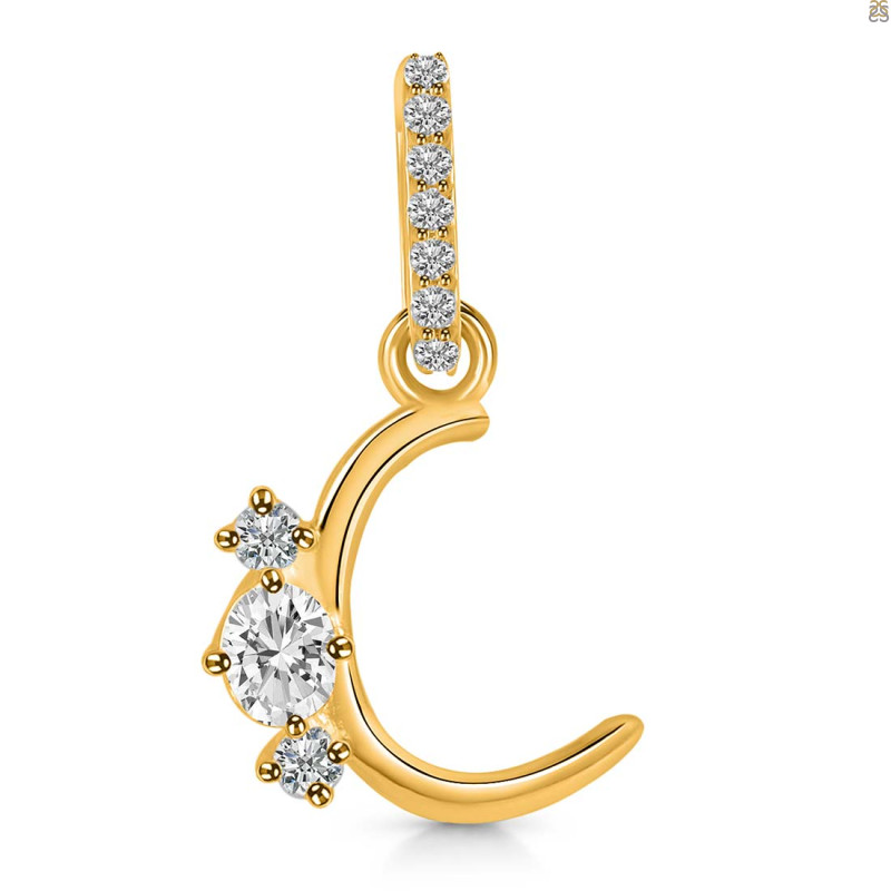 Cubic Zirconia Alphabet C Pendant CUZ-RDA-81.