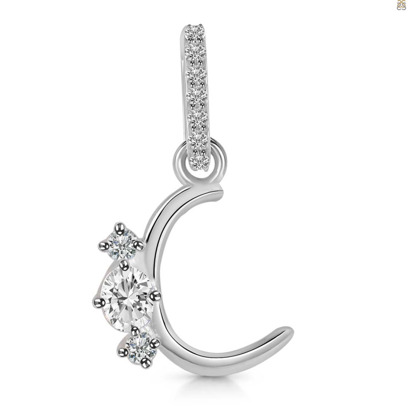 Cubic Zirconia Alphabet C Pendant CUZ-RDA-81.