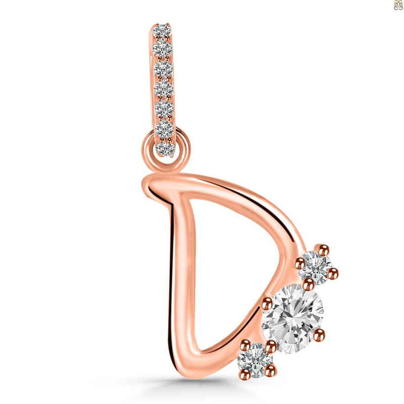 Cubic Zirconia Alphabet D Pendant CUZ-RDA-82.