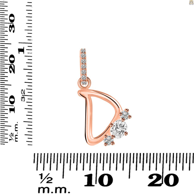 Cubic Zirconia Alphabet D Pendant CUZ-RDA-82.