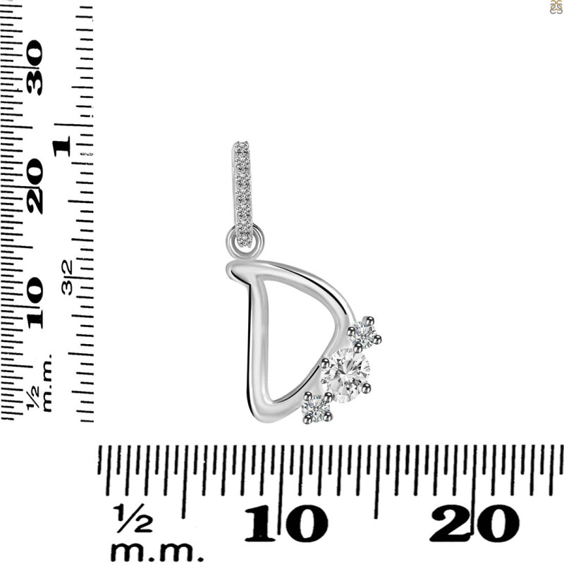 Cubic Zirconia Alphabet D Pendant CUZ-RDA-82.
