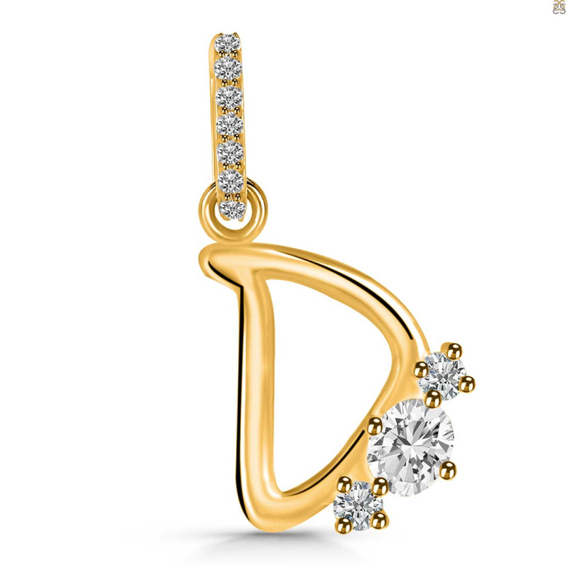 Cubic Zirconia Alphabet D Pendant CUZ-RDA-82.