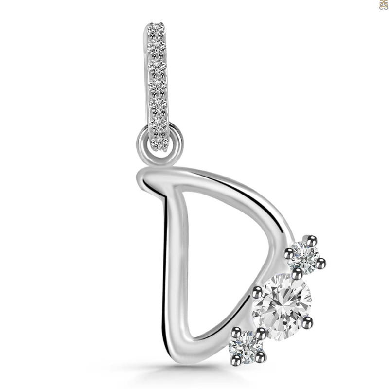 Cubic Zirconia Alphabet D Pendant CUZ-RDA-82.