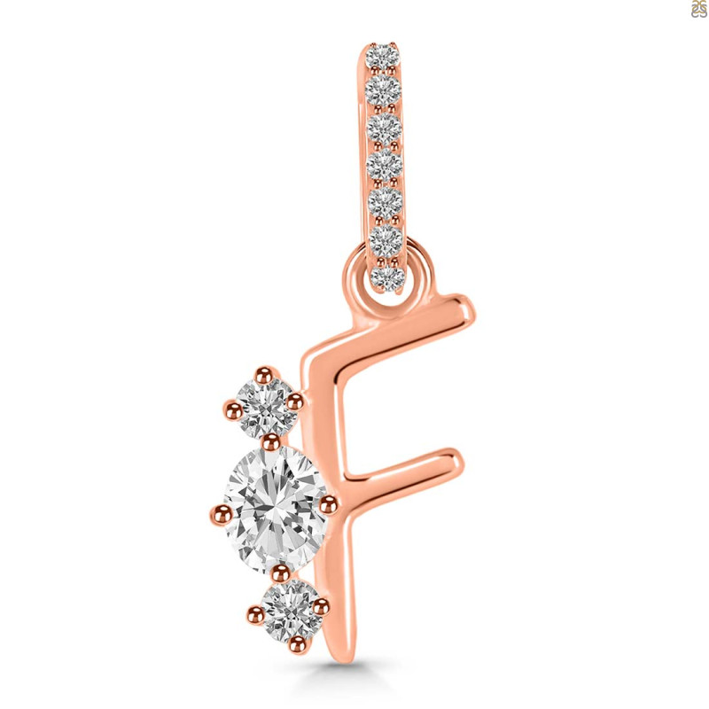 Cubic Zirconia Alphabet F Pendant CUZ-RDA-84.