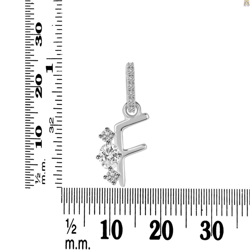 Cubic Zirconia Alphabet F Pendant CUZ-RDA-84.