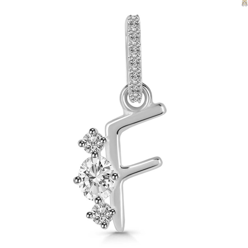 Cubic Zirconia Alphabet F Pendant CUZ-RDA-84.