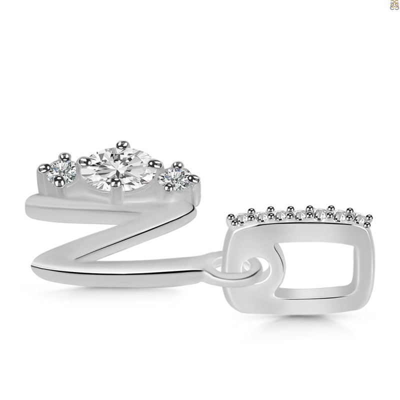 Cubic Zirconia Alphabet N Pendant