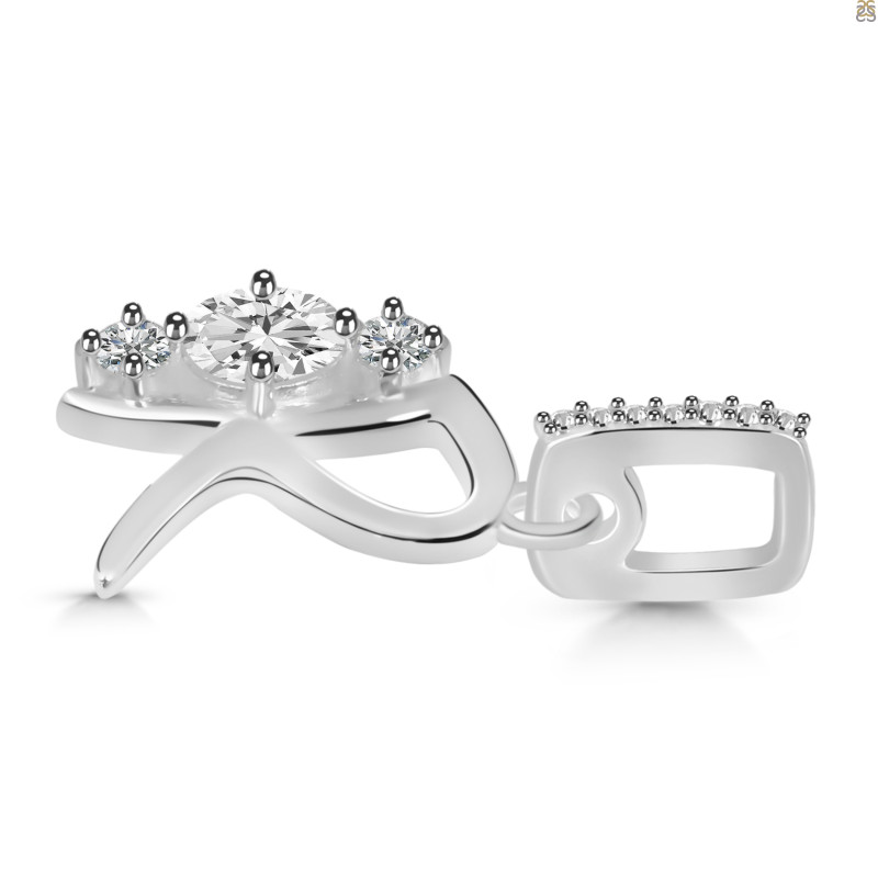Cubic Zirconia Alphabet R Pendant