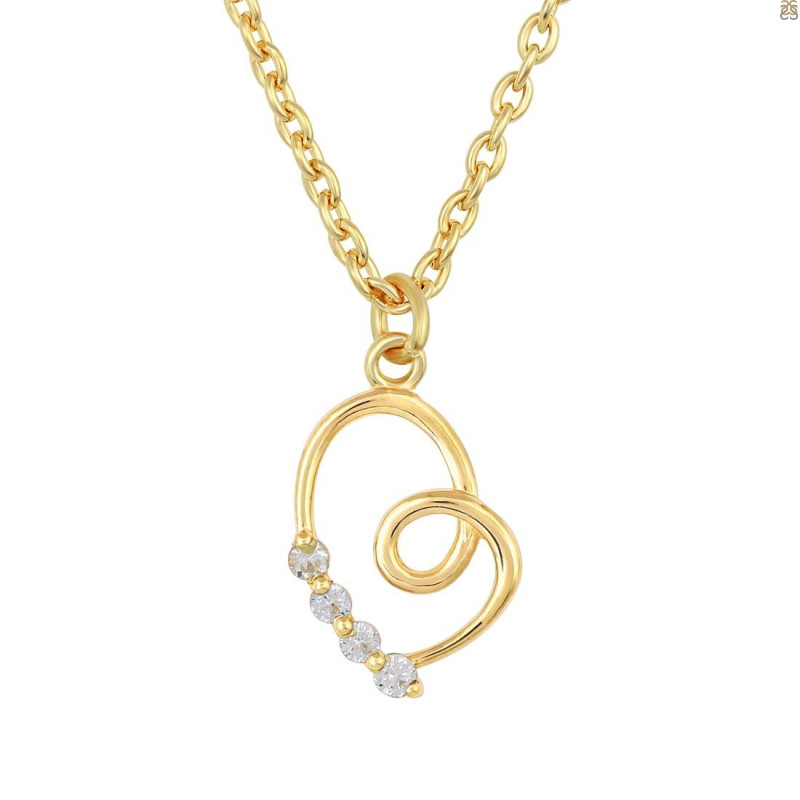 Cubic Zirconia Heart Necklace CUZ-RDN-51.