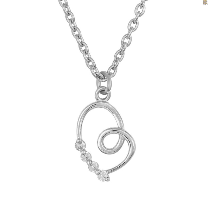 Cubic Zirconia Heart Necklace CUZ-RDN-51.