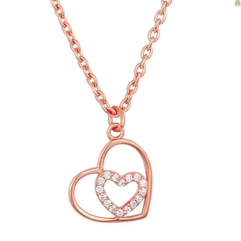 Cubic Zirconia Heart Necklace CUZ-RDN-64.