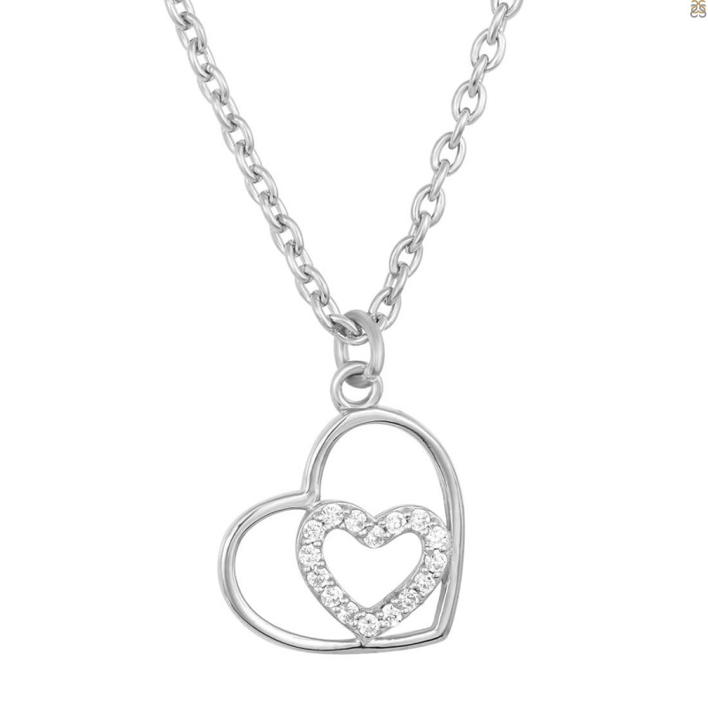 Cubic Zirconia Heart Necklace CUZ-RDN-64.