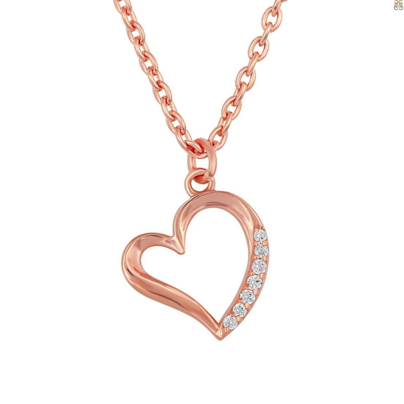 Cubic Zirconia Heart Necklace CUZ-RDN-82.