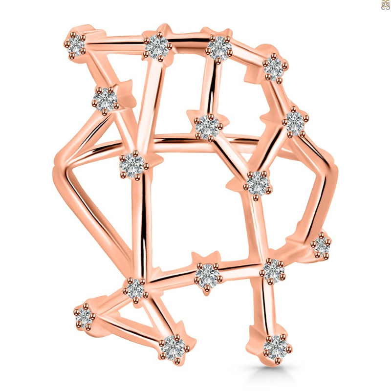 Gemini Zodiac Star Constellation With Cubic Zirconia Ring CUZ-RDR-1958.