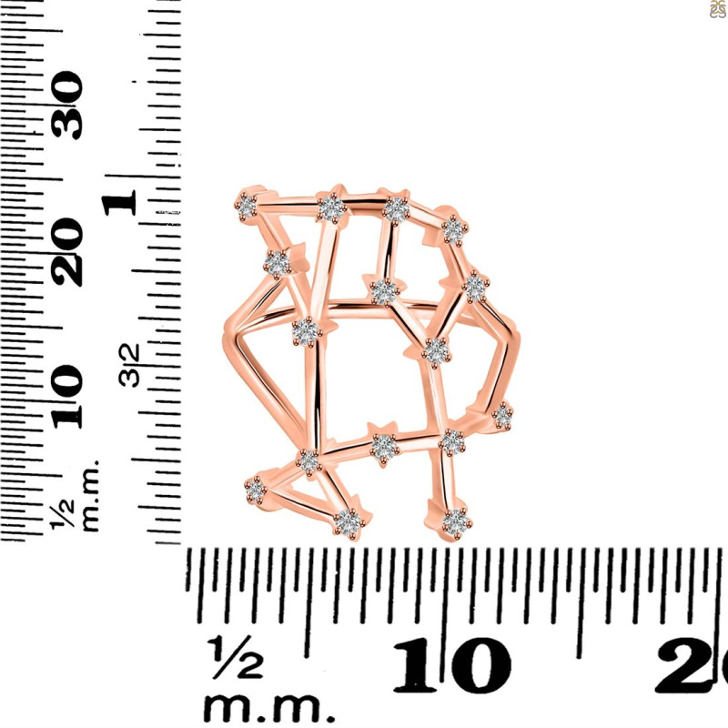 Gemini Zodiac Star Constellation With Cubic Zirconia Ring CUZ-RDR-1958.