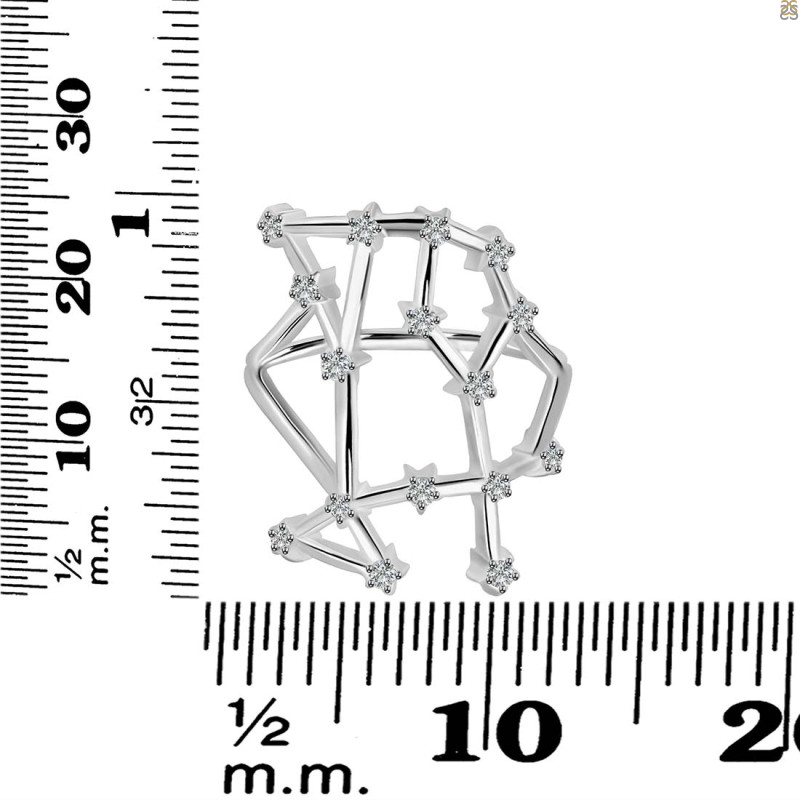 Gemini Zodiac Star Constellation With Cubic Zirconia Ring CUZ-RDR-1958.