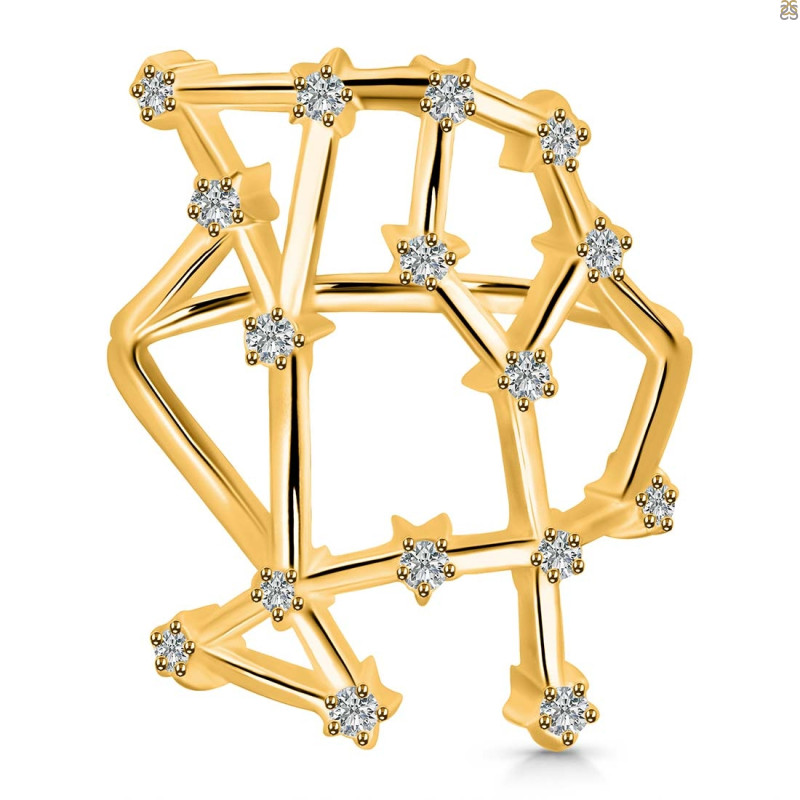 Gemini Zodiac Star Constellation With Cubic Zirconia Ring CUZ-RDR-1958.