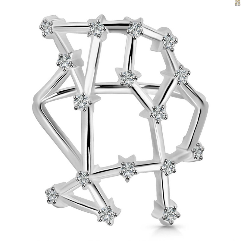 Gemini Zodiac Star Constellation With Cubic Zirconia Ring CUZ-RDR-1958.