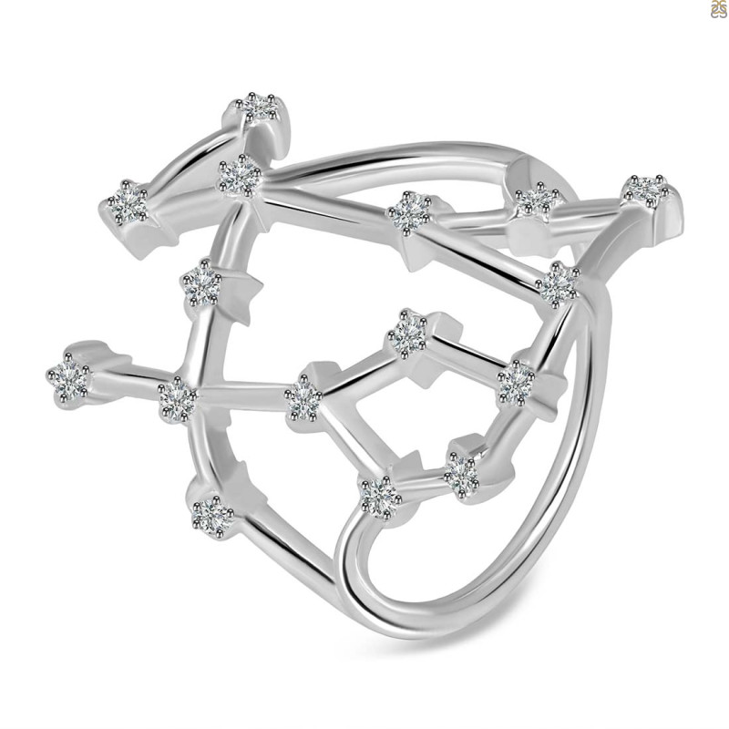 Gemini Zodiac Star Constellation With Cubic Zirconia Ring CUZ-RDR-1958.