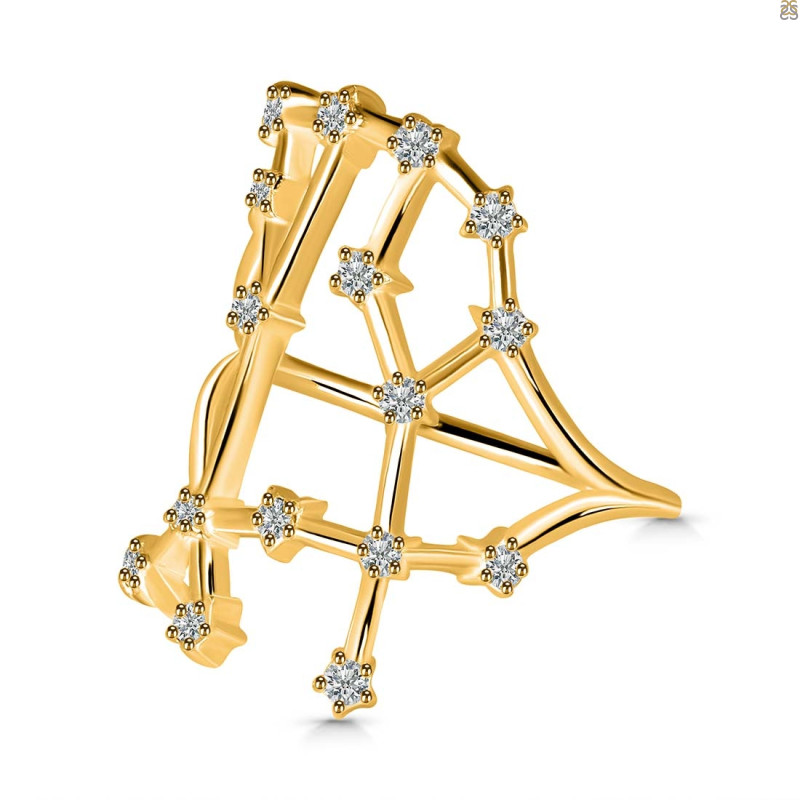 Gemini Zodiac Star Constellation With Cubic Zirconia Ring CUZ-RDR-1958.
