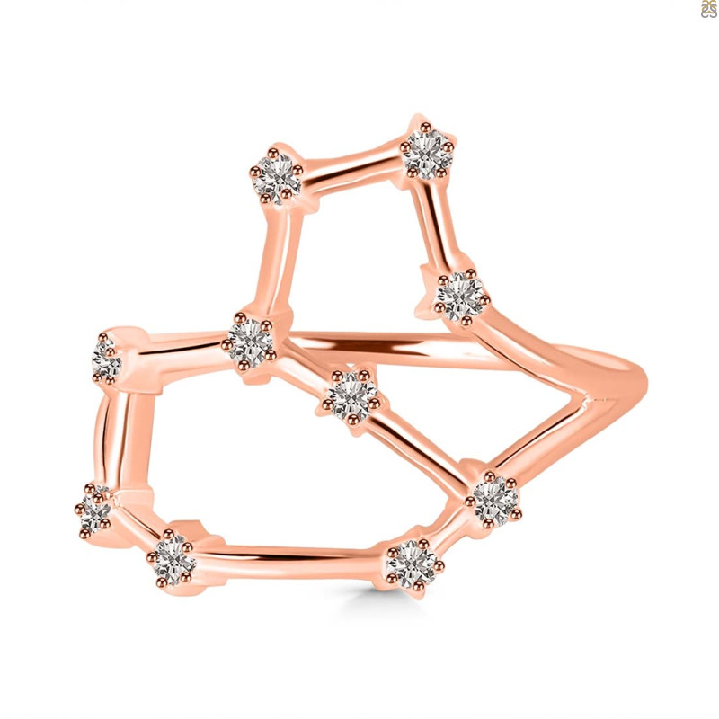 Leo Zodiac Star Constellation With Cubic Zirconia Ring CUZ-RDR-2040.