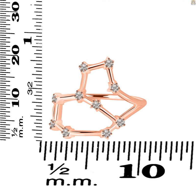 Leo Zodiac Star Constellation With Cubic Zirconia Ring CUZ-RDR-2040.