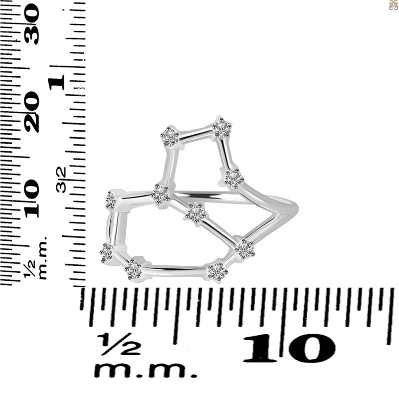 Leo Zodiac Star Constellation With Cubic Zirconia Ring CUZ-RDR-2040.