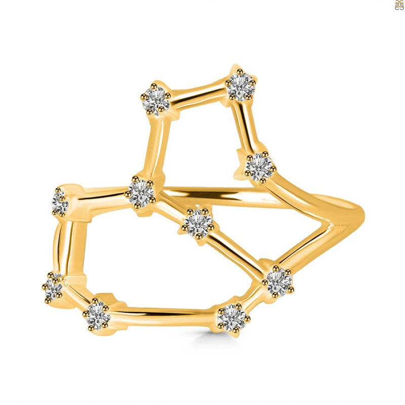 Leo Zodiac Star Constellation With Cubic Zirconia Ring CUZ-RDR-2040.