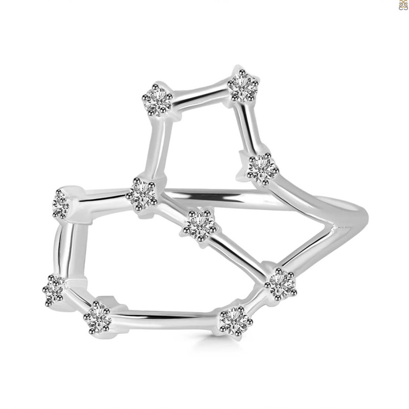 Leo Zodiac Star Constellation With Cubic Zirconia Ring CUZ-RDR-2040.