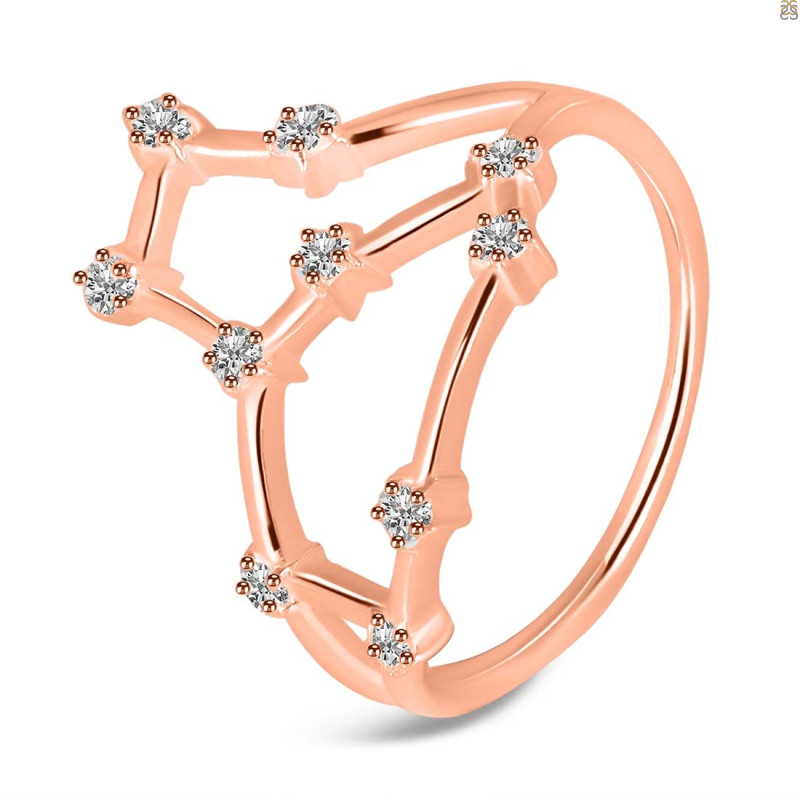 Leo Zodiac Star Constellation With Cubic Zirconia Ring CUZ-RDR-2040.