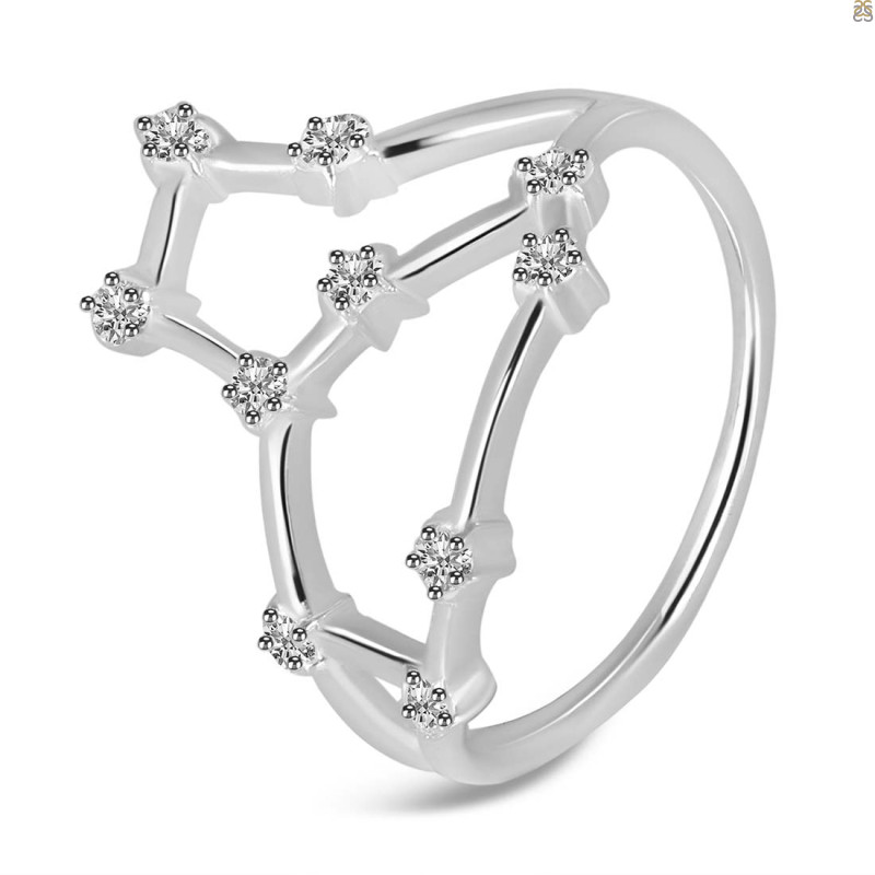 Leo Zodiac Star Constellation With Cubic Zirconia Ring CUZ-RDR-2040.