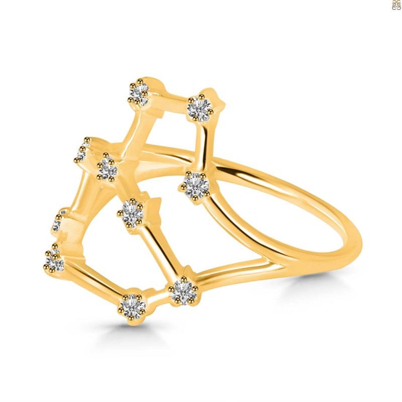 Leo Zodiac Star Constellation With Cubic Zirconia Ring CUZ-RDR-2040.