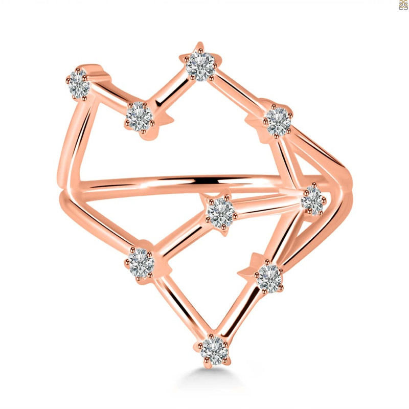 Aquarius Zodiac Star Constellation With Cubic Zirconia Ring CUZ-RDR-2041.