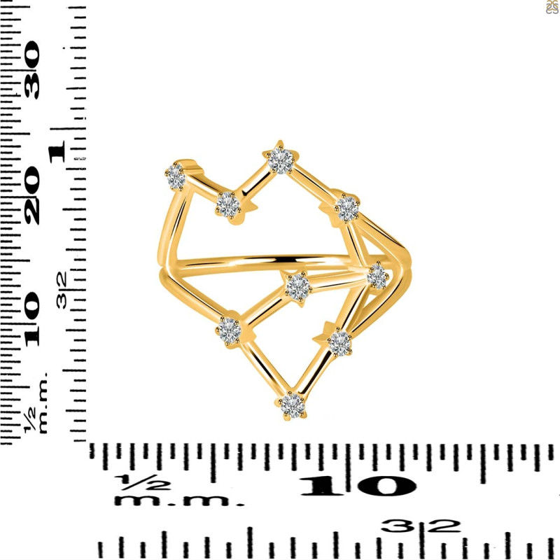 Aquarius Zodiac Star Constellation With Cubic Zirconia Ring CUZ-RDR-2041.