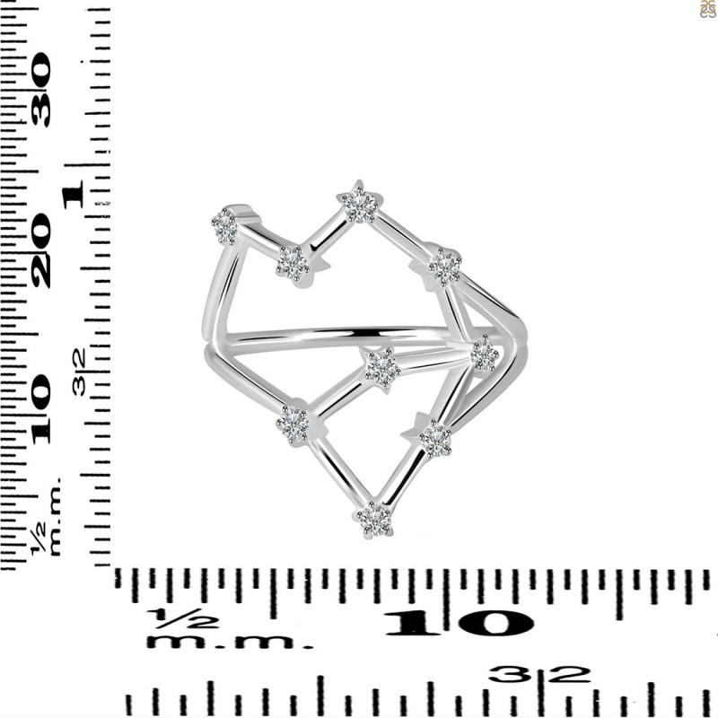 Aquarius Zodiac Star Constellation With Cubic Zirconia Ring CUZ-RDR-2041.