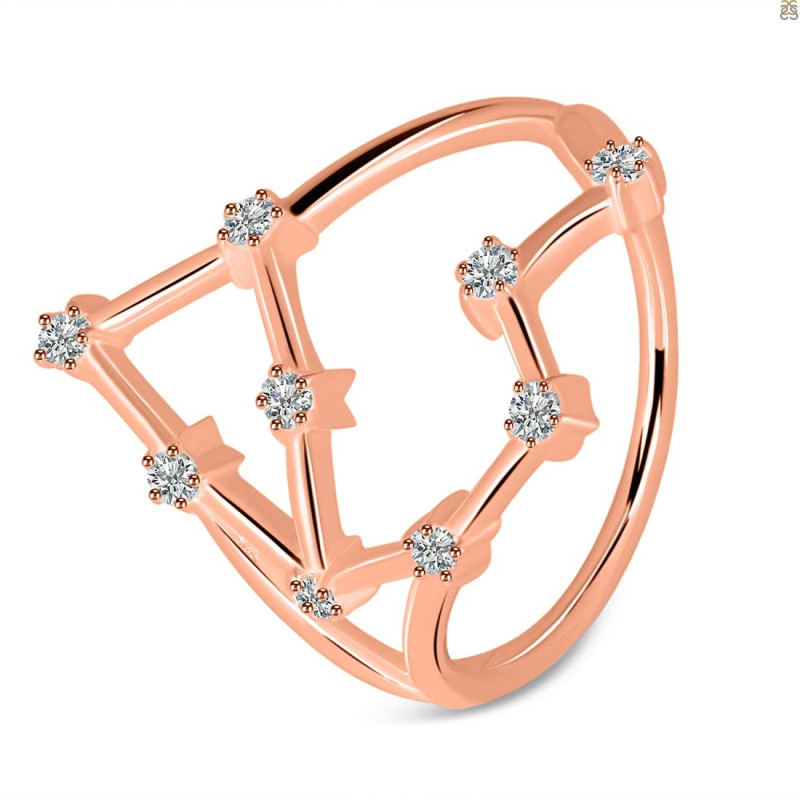 Aquarius Zodiac Star Constellation With Cubic Zirconia Ring CUZ-RDR-2041.
