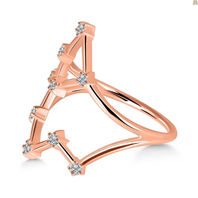 Aquarius Zodiac Star Constellation With Cubic Zirconia Ring CUZ-RDR-2041.