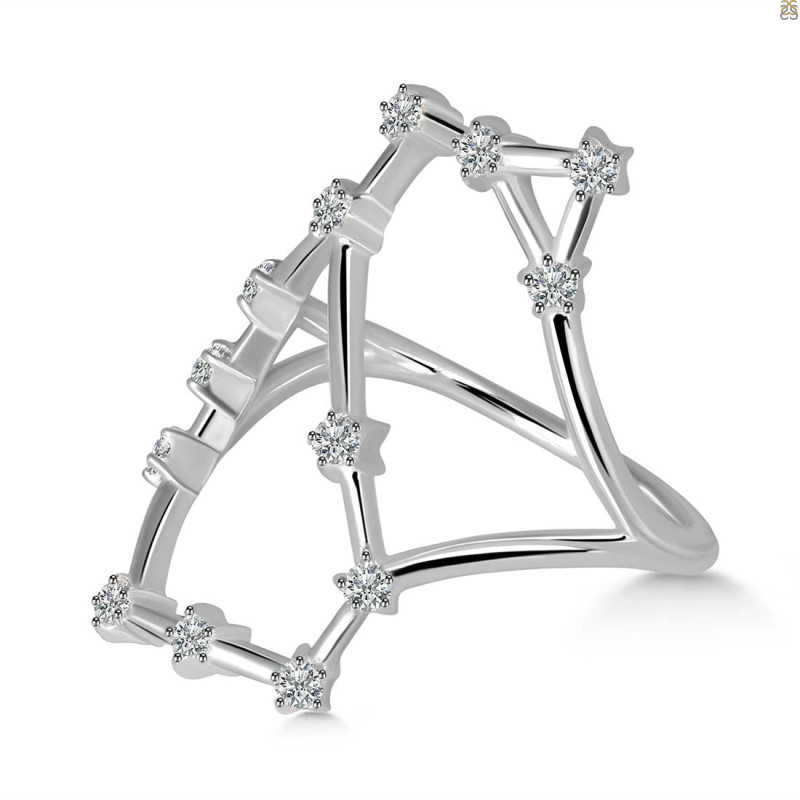 Sagittarius Zodiac Star Constellation With Cubic Zirconia Ring